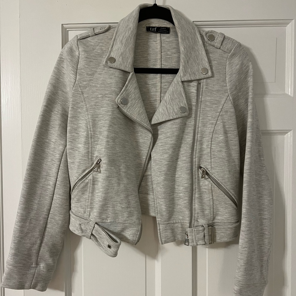 Grey soft Zara Moto coat